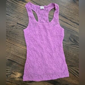 Hanky Panky Lace Racerback Lined Tank Top, XS, EUC